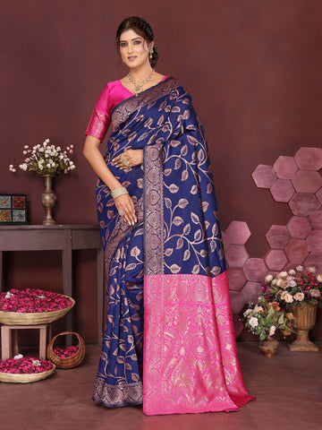 Varanga Women Banarasi Saree With Blouse Piece